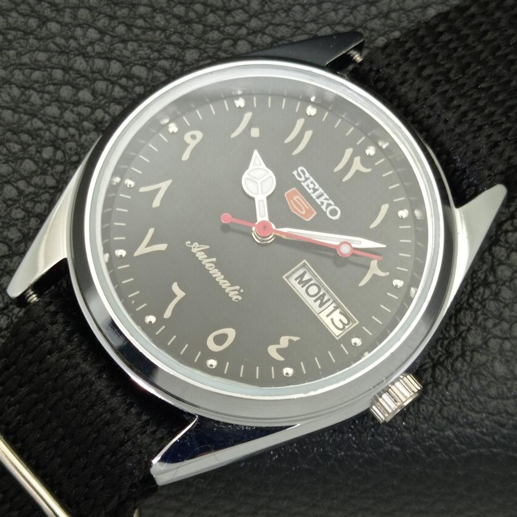 REFURBISHED SEIKO 5 AUTOMATIC 6309A VINTAGE JAPAN MENS BLACK WATCH A441269-4 Sk-a441269