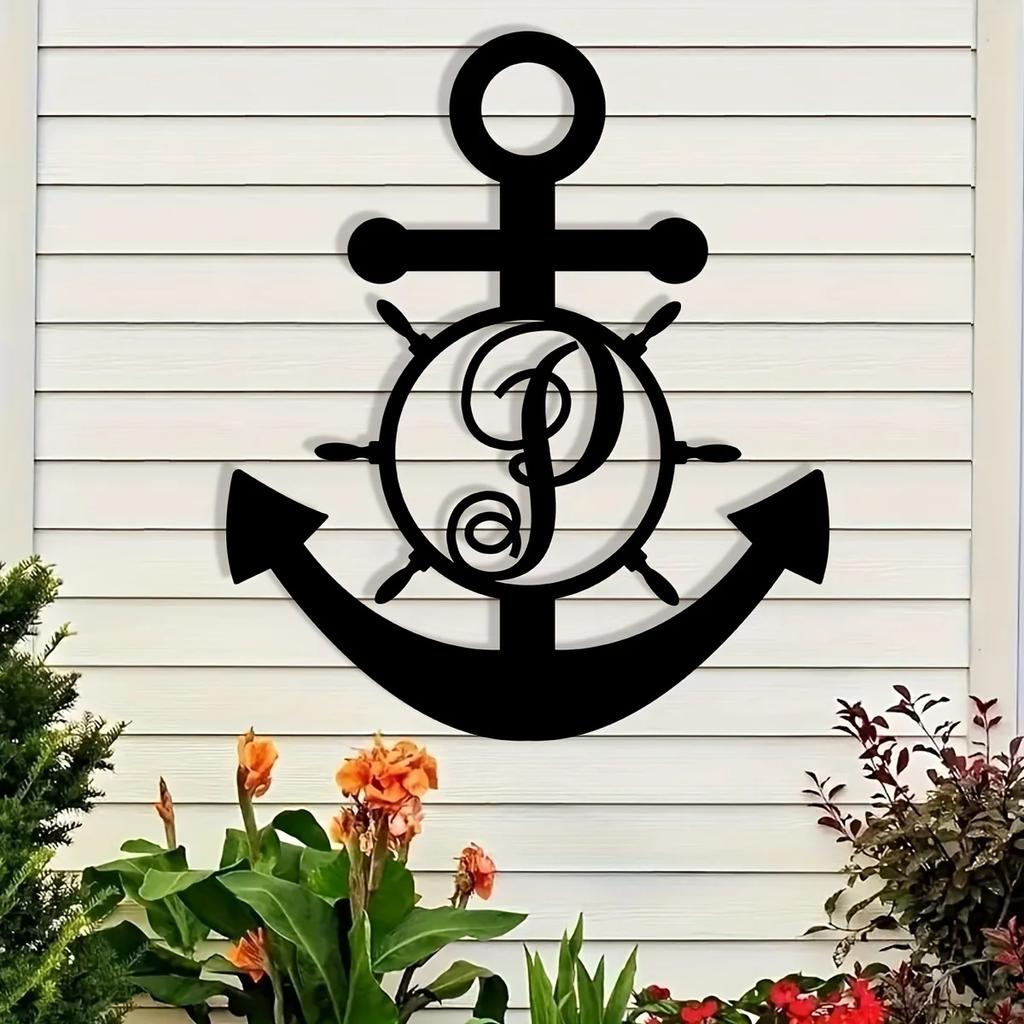 Custom Letter Anchor Metal Wall Art - Ευέλικτο, χωρίς ενέργεια, κομψή διακόσμηση για σπίτι και δώρα, τέλειο εσωτερικό και εξωτερικό