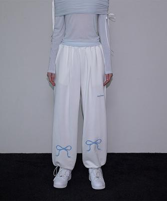 ROSEFRANTZ Ribbon Two-Way Jogger Pants [White]