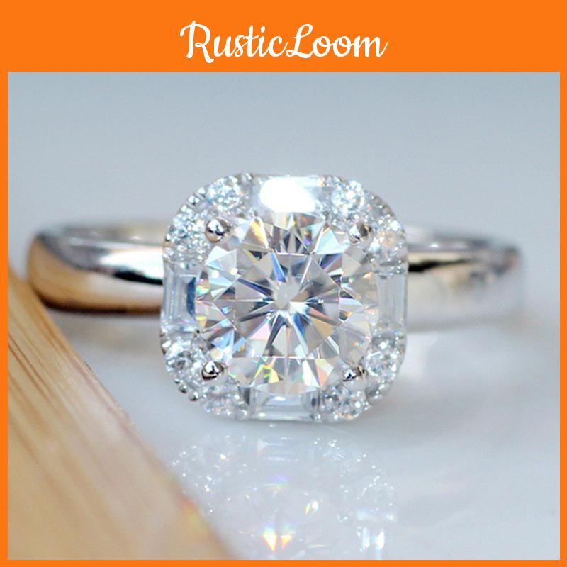 Classy Platinum Colored Wedding Ring For Women With Square Zircon Gem