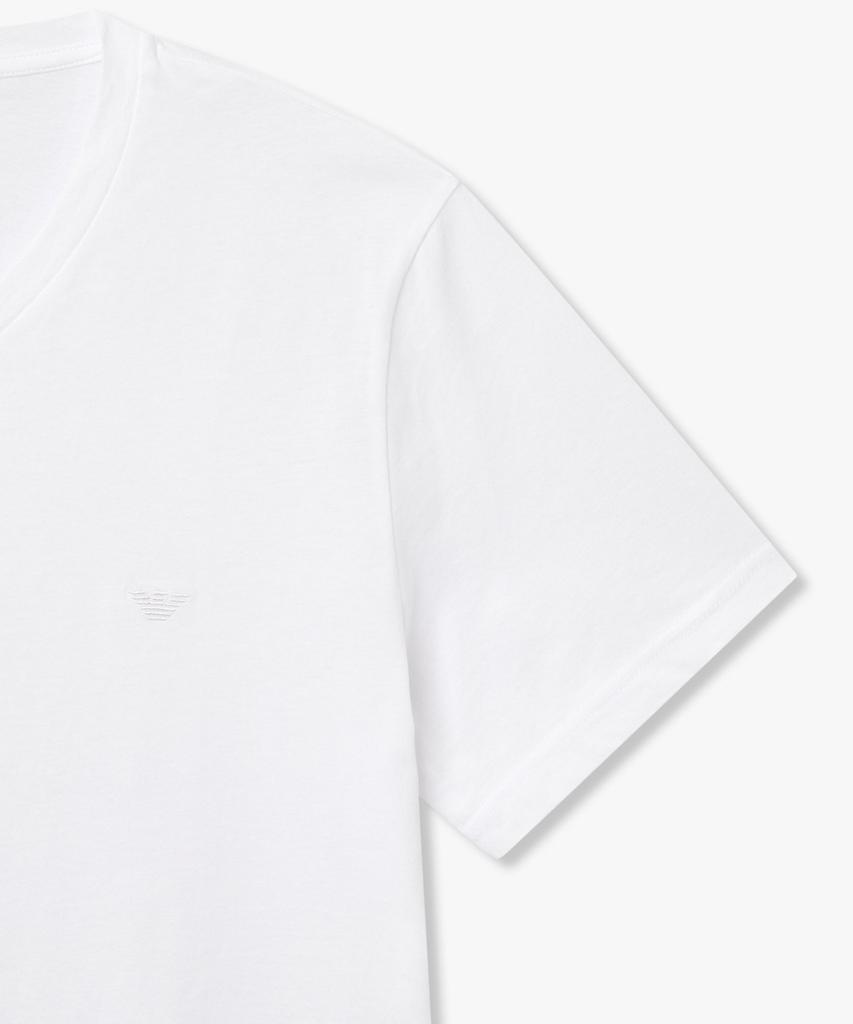EMPORIO ARMANI UNDERWEAR Men'S V-Neck Cotton Lounge T-Shirt_White 0816135002