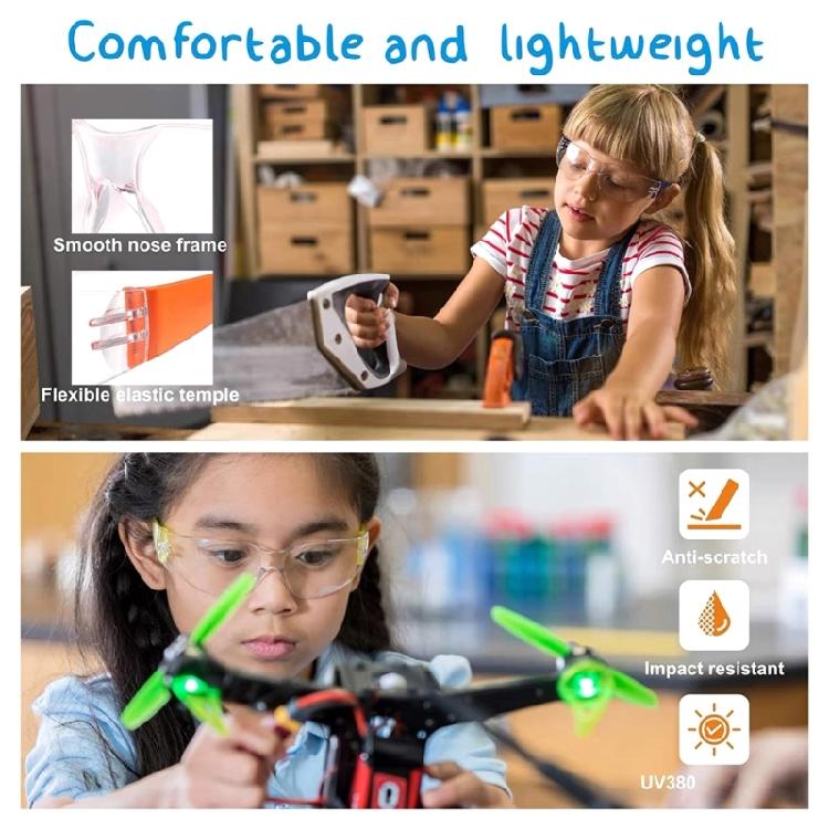 10Pcs Kids Safety Glasses Impact Resistant Protective Goggles Clear Lens Eyewear for Science/School/Landscaping