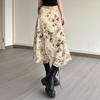 Damenmode Bedruckter Milchseidenrock Niedrige Taille Schlankmachend Heißes Mädchen Mittellang