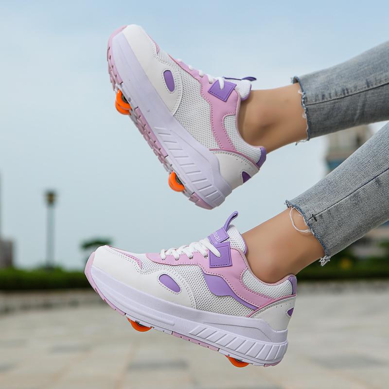 TUINANLE New Boys Fashion Sneakers Roller Skating Casual Shoes Best Girls Gift Four Wheel Inline Skates