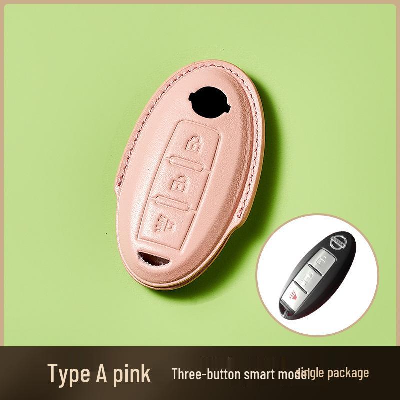 Skórzany Etui na Klucze ze Skóry Wyprawianej Roślinnie dla Nowego Kluczyka Samochodowego Sylphy Murano, Ręcznie Robiony Wzór Klamry dla Mężczyzn