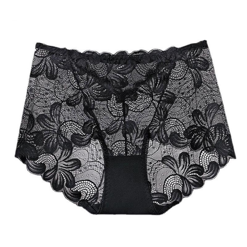 Majtki damskie bezszwowe z wysokim stanem i koronką plus size kontrolujące brzuch (90-300 funtów)