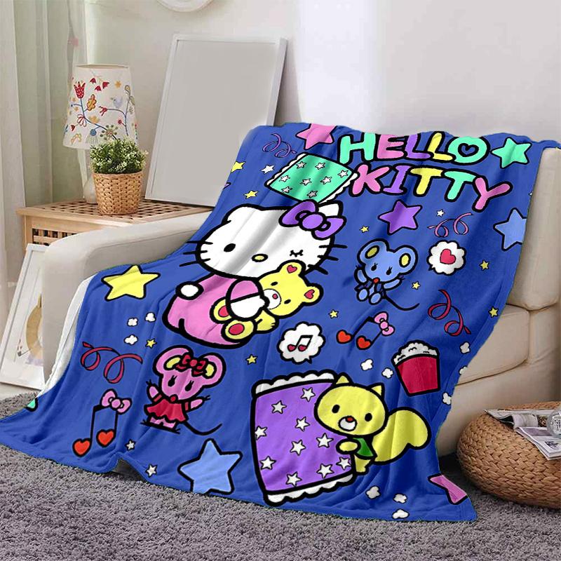 1pc Hello Kitty and Friends Blanket Soft Warm Bedding Throw Coverlet for Room Decor, Living Room, Travel, Camping, Car Blankets, Beach, Office Naps, G