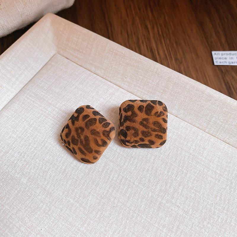 Silbernadel Leopard Herz Schleife Geometrische Hängeohrringe - Trendiger koreanischer Stil für Frauen