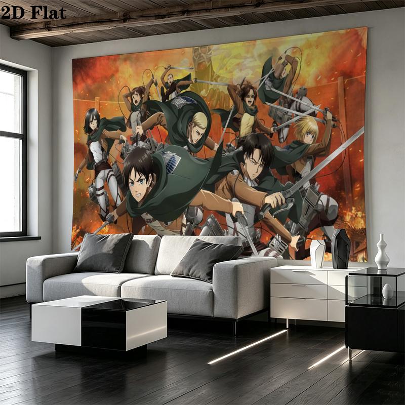 Anime Attack-on-Titan Wall Tapestry Aesthetic Wall Hanging Printed Fabric Blanket Decorative Tapestries for Bedroom Living Room Home Decor