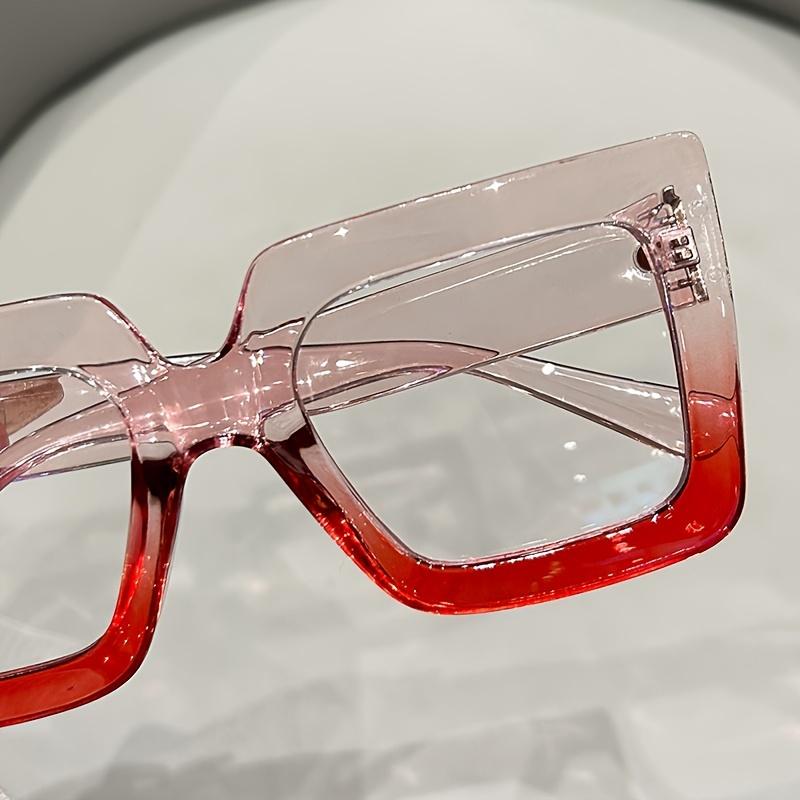 Large Square Frame Clear Lens Glasses Color Block Fashion Decorative Glasses Computer Spectacles For Women Men