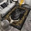 "Black Carpet with Stag and Skull Design, Vintage Gold Accents" Suitable for Use As an Anti-slip for Living Room Bedroom Sofas