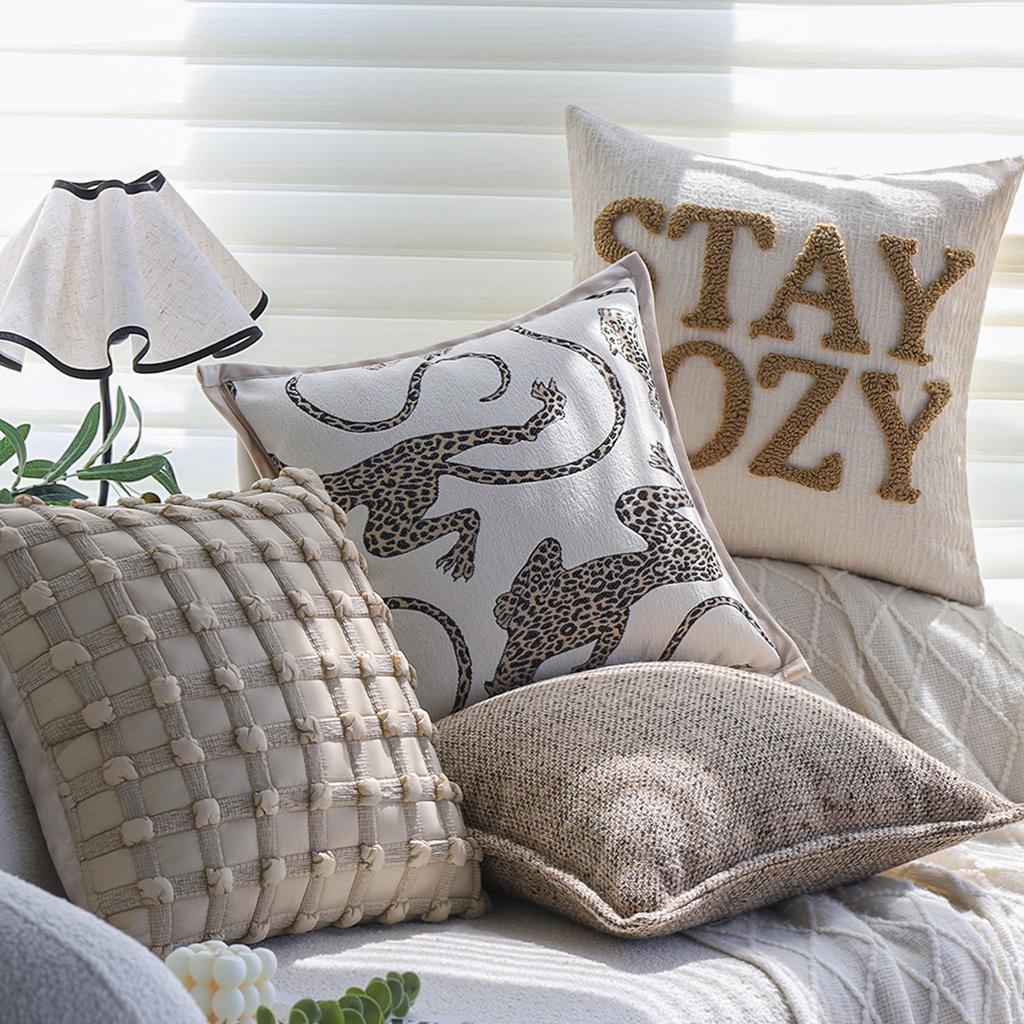 Retro Brown Pillows, Living Room Sofa, Light Luxury and High-end Letter Pillow, Bedroom Balcony Bay Window Backrest