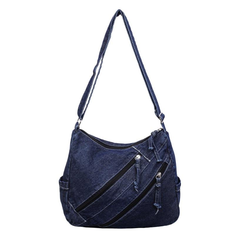 

Винтажная джинсовая сумка-тоут большой вместимости женская сумка через плечо сумка для поездок на работу темно-синий
