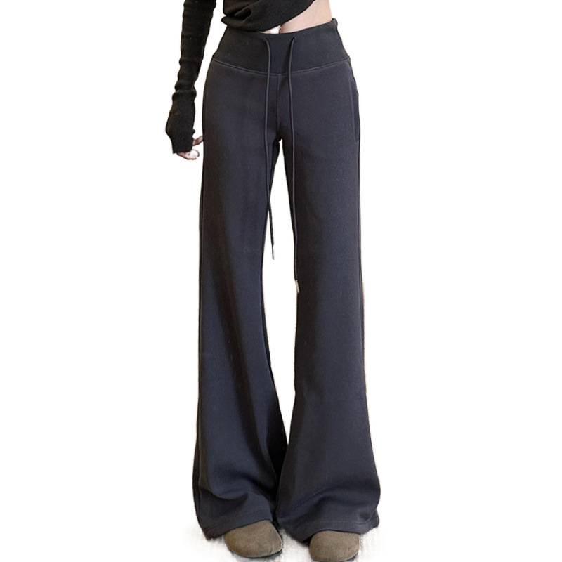 2025 Spring Women’s Micro-Flare Sweatpants: Loose Fit, Drawstring, Casual Sports, Straight Wide-Leg Design.