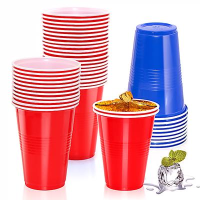 Plastové párty kelímky o objemu 16 oz v červené nebo modré barvě, balení 16 kelímků na nápoje, sodu, punč, grilování, colu nebo vodu, jednorázové
