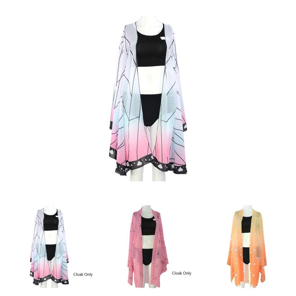 Stunning Demon Slayer Kimetsu No Yaiba Bikini Swimsuit Set With Beautiful Cloak For Summer