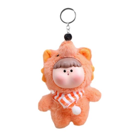 Pingente de Boneca Adorável Yousheng Chaveiro de Pelúcia Multifuncional com Fivela de Pendurar Formas de Animais Fofos Raposa Panda Rosto de Vinil Macio Amigo da Pele Presente