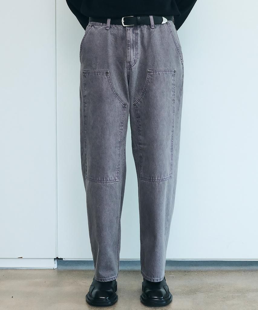 TRIP LE SENS Unisex Carpenter Color Denim Pants_Grey