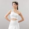 European and American Spring and Autumn New Style One-Shoulder Fitness Bra for Women, Sports Casual One-Shoulder Yoga Fitness Sports Skirt Two-Piece