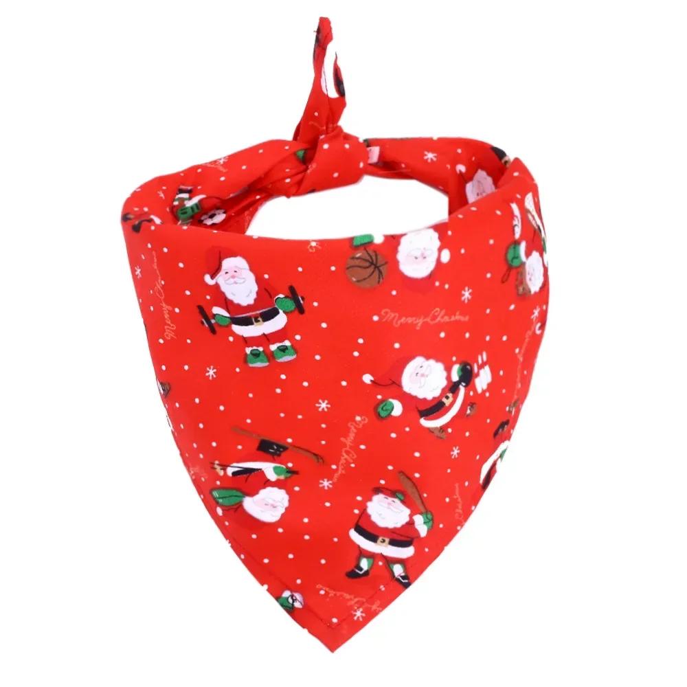Dog  Christmas Triangle Cat Scarf Printed Pet Dress Up Triangle Scarf Saliva Towel Christmas Decoration Bib Big Dog Pet Supplies