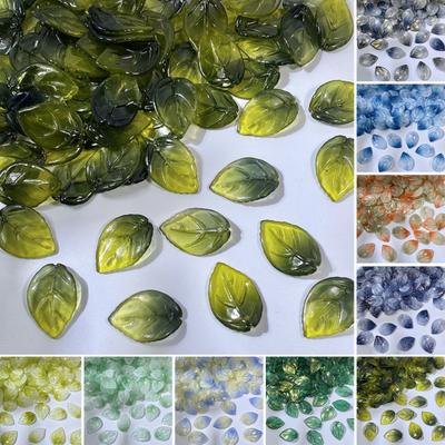 50Pcs Glass Camellia Tea Pendant 26 X 18mm Leaf Size DIY Jewelry Making Beads Set for Necklaces Bracelets Earrings