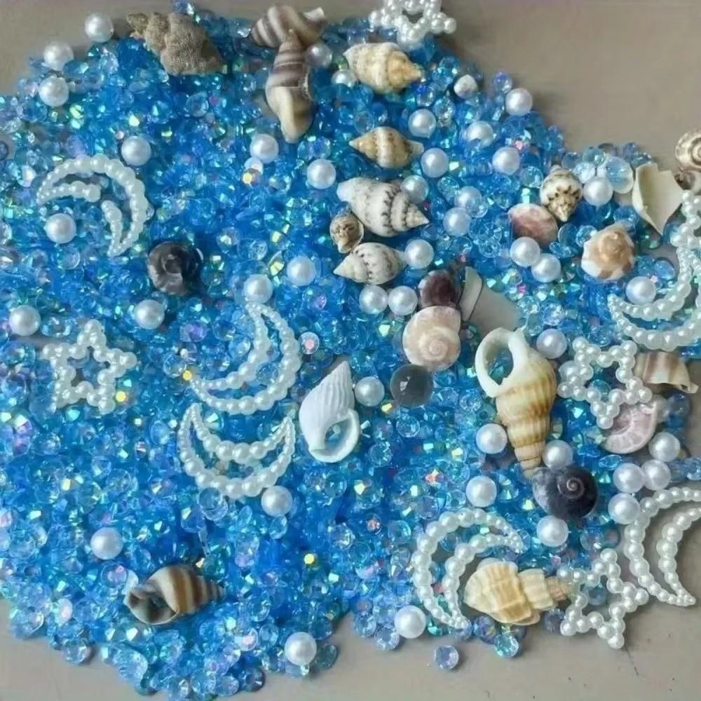 30/60/100g Seashell Ocean-Themed Epoxy Resin Filling Blue Crystal Vase Filler Gems Micro Landscape