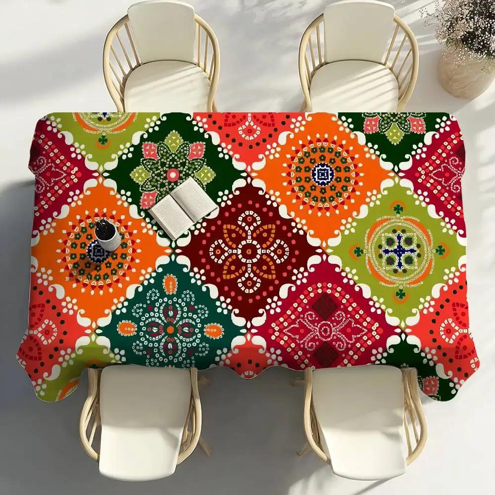 Authentic Boho Table Cloth Party Decor Dining Room Home Kitchen Patios Waterproof Stain-Proof Table Cloth
