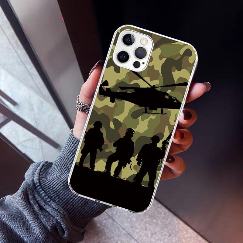 Camouflage Military Phone Case For iPhone 17 Air 16 15 Pro Max 14 Plus 13 Mini 12 11 Cover 7 8 SE Silicone Shell Print Fundas 17