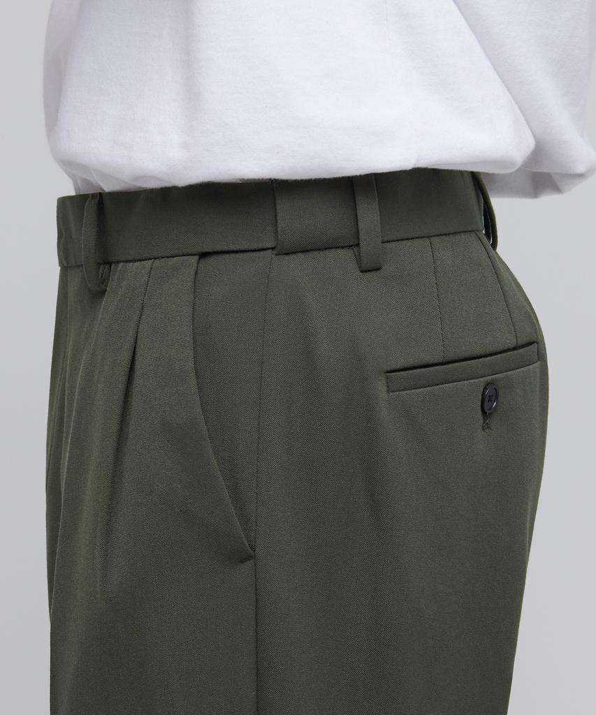 MUSINSA STANDARD Wide Hidden Banding Crop Slacks [Dusty Khaki]
