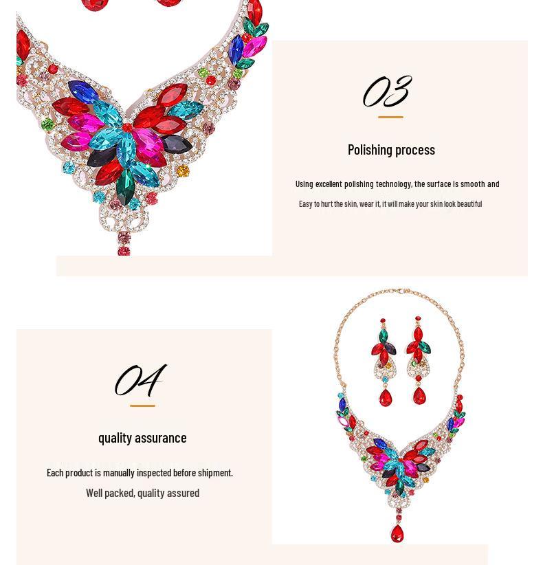 Set Colier Exagerat Retro cu Pietre de Cristal - Bijuterii Europene & Americane pentru Femei