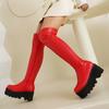 34-43 Große Größe Dicke Sohle Damenstiefel Hoher Absatz Reißverschluss an der Seite Damenstiefel