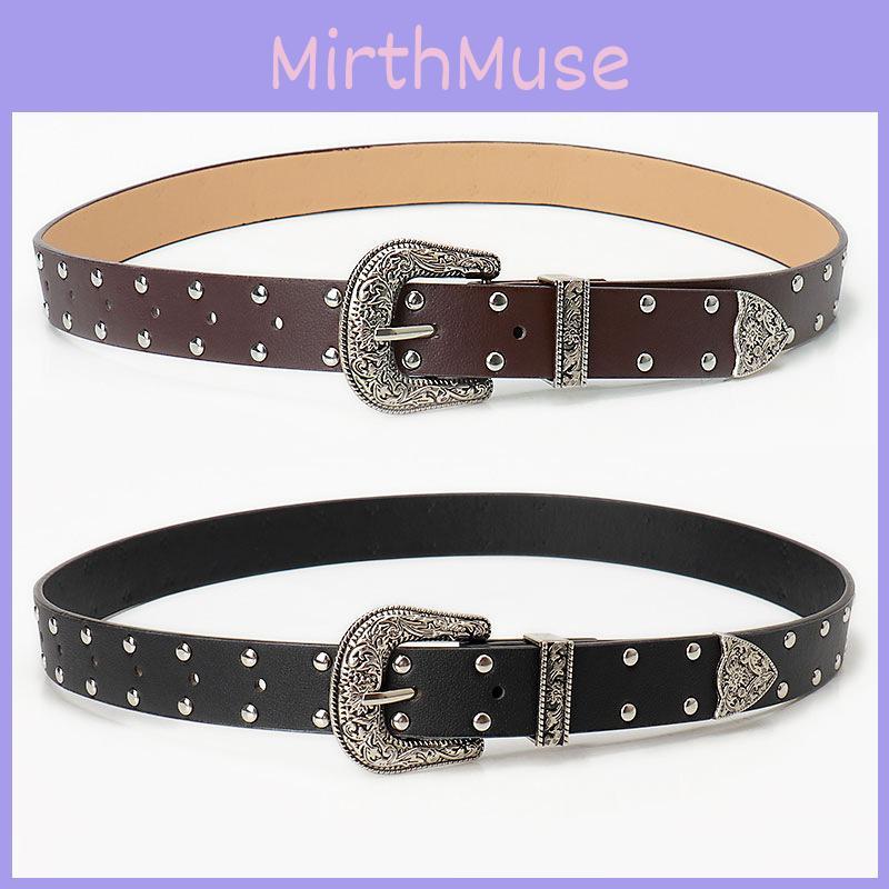 Y2k Retro Leather Belt For Women With Metal Rivets And Punk Style For Casual Wear