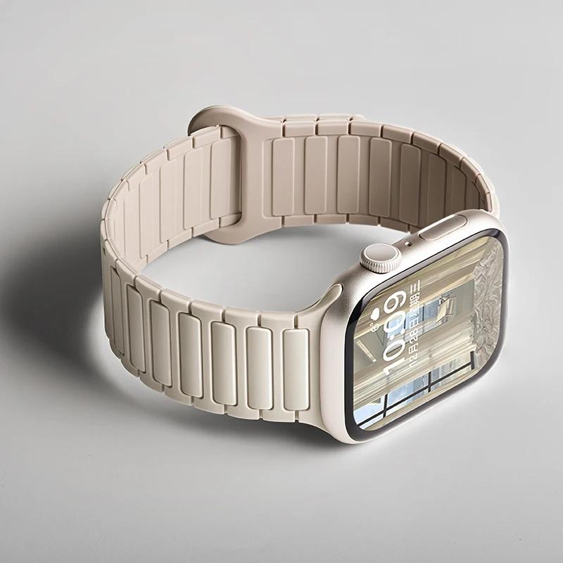 Silicone Strap for Apple Watch Ultra 2 49mm 42mm 45mm 41mm 44mm 40mm Magnetic Band for iWatch Series 10 46mm 9 8 7 6 SE 5 4 3