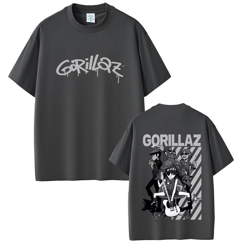 Limited Rock Band Gorillaz Print Tshirt Men Women Hip Hop Gothic Oversized Streetwear Mens Casual Vintage Short Sleeve Tshirt
