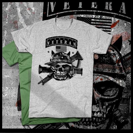 Military Combat Veteran T-Shirt Army Navy Seals Special Forces Ranger Tee 2XL