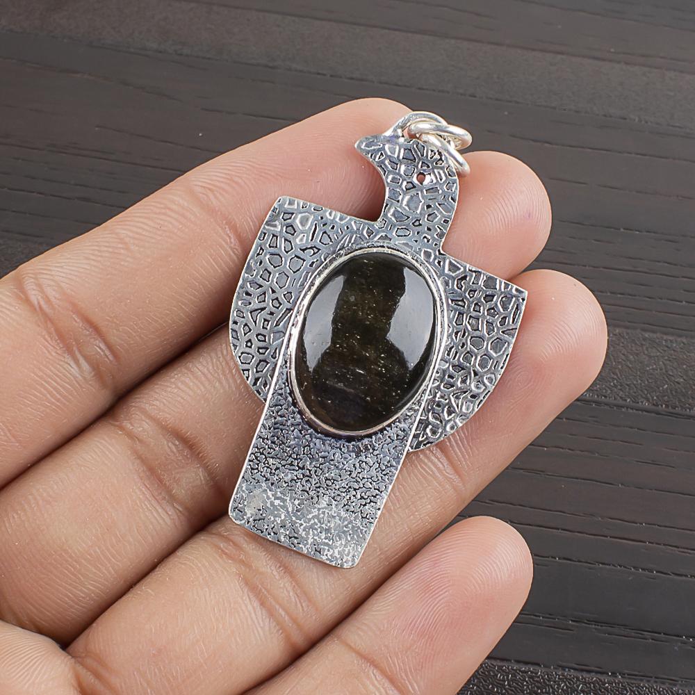 Natural Golden Obsidian Gemstone 925 Sterling Silver Jewelry  Pendant 1.99  AJP-2287