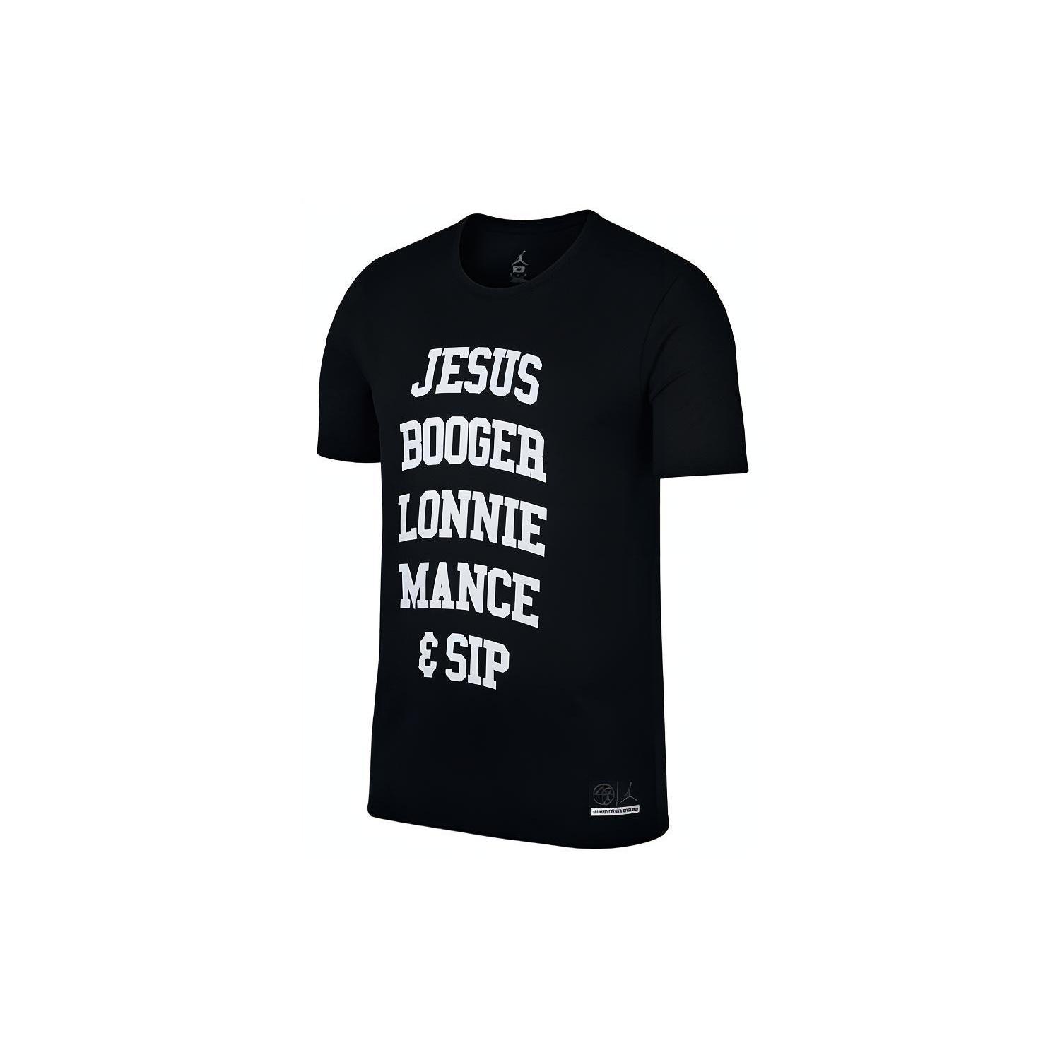 Air Jordan Air Alphabet Printing Sports Short Sleeve Black Men s AR0054-010 L