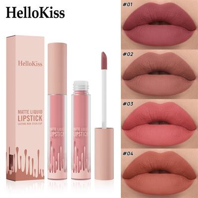 HelloKiss Sexy Nude Matte Lip Glaze Dark Lava Tone Waterproof Quick-drying Lipstick Warm and Tight Lipstick Close To Skin Tone