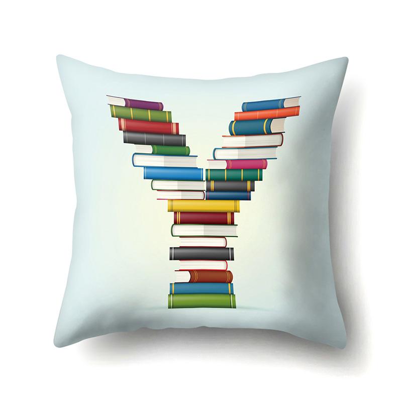 Polyester Pillowcase Car Decoration Home 26 English Letters Print Book Pillowcase