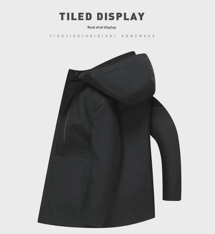 Herren-Winterjacke mit Gänsedaunen und Kapuze: Warmes, verdicktes, herausnehmbares Futter, ideal für Menschen mittleren Alters und ältere Menschen, 3-in-1-Kleidung.