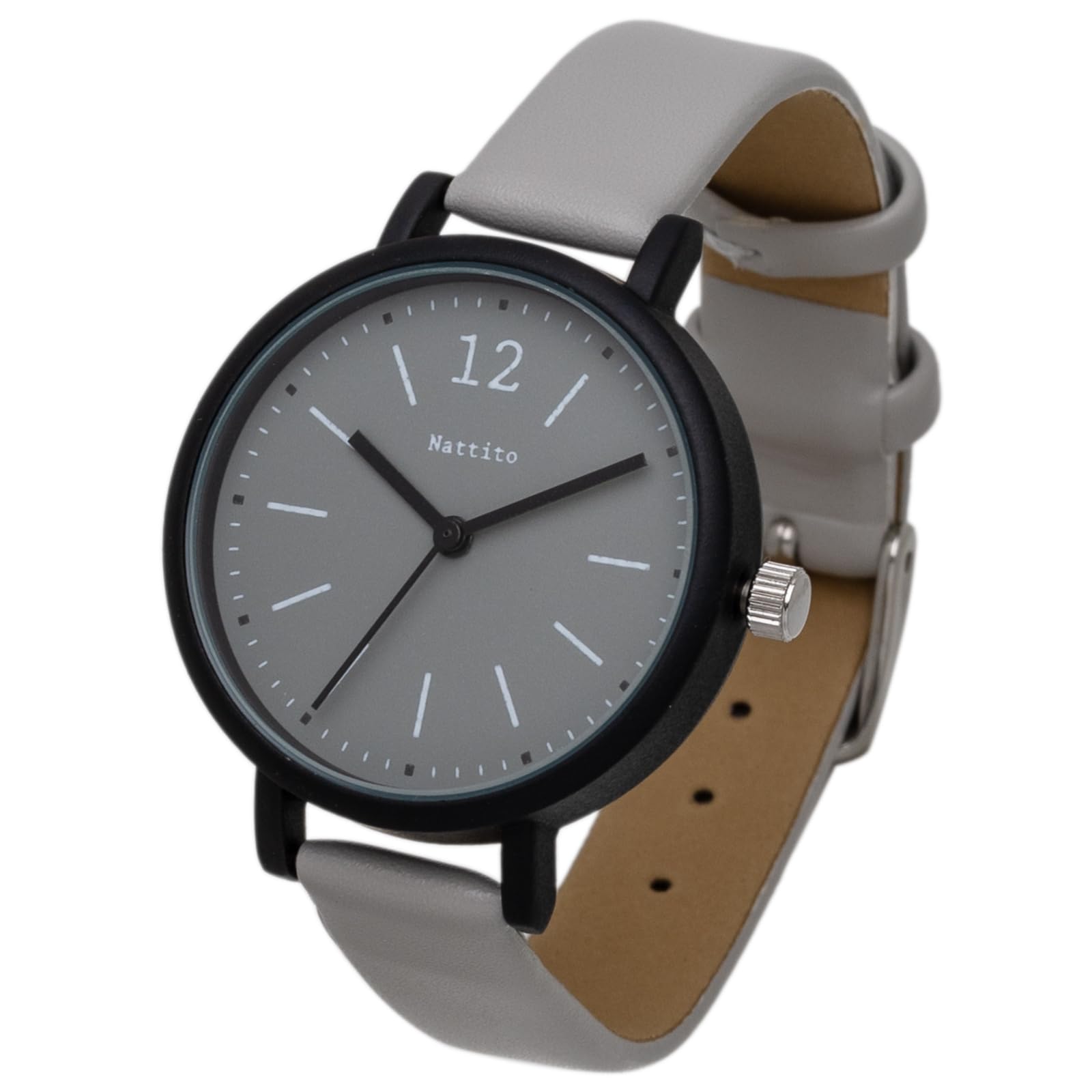 

[Fieldwork] Women s Watch Analog Leather Strap Matte Black Gray Noal JN021-1