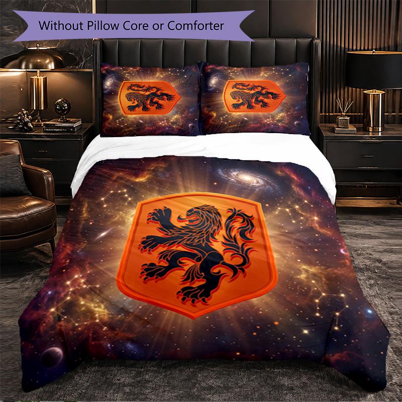 Set Biancheria da Letto 3 Pezzi con Motivo Calcio Olandese Morbida Copripiumino in Microfibra con Federe per Camera da Letto