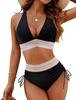 Women High Waisted V Neck Tie Side Push Up Bikini Set