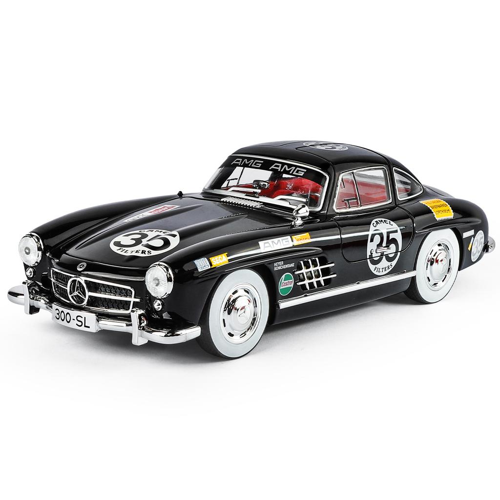 1/18 Benz 300SL Vintage Alloy Luxy Sports Car Model Diecast Metal Classic Retro Vehicles Car Model Sound and Light Childrens Toy Gift
