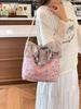 Casual Tote Bag With Floral Print And Ruffle Edges For Beach And Day Trips