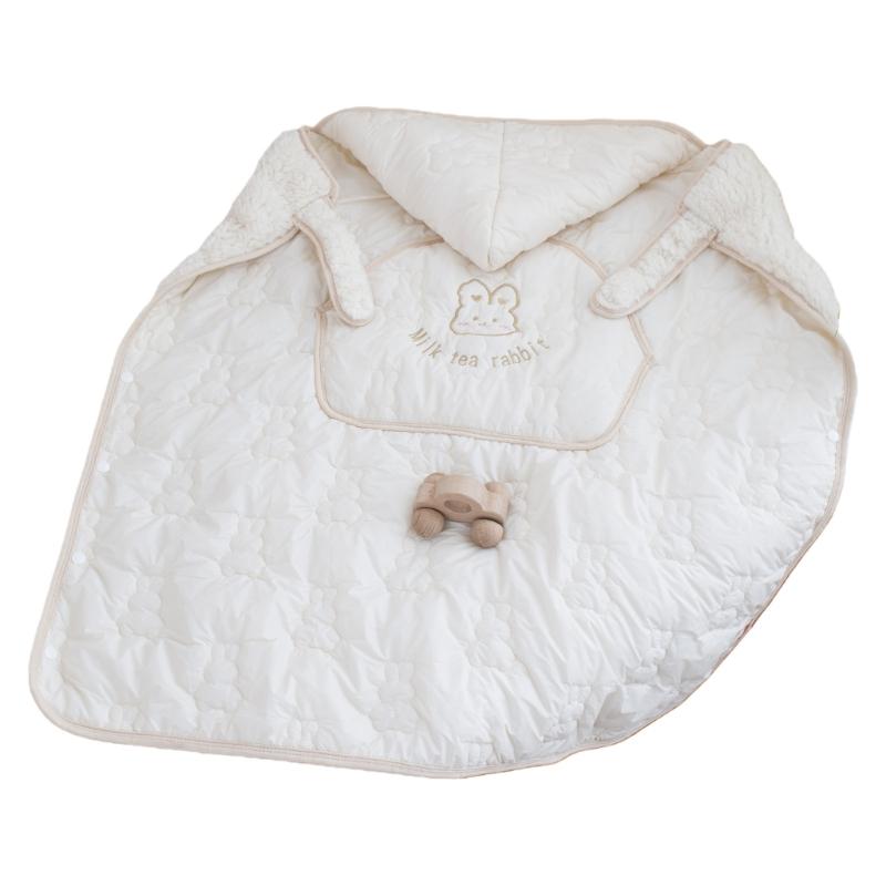 Multi Purpose Infant Cloak Blanket Strollers Cover Thicked Hooded Waist Stool Blanket Cartoon Parents Winter Essential