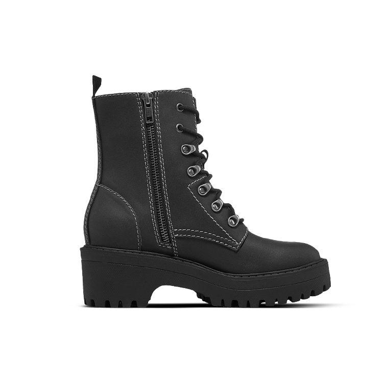 Skechers British Style Height Increasing Casual Versatile, Thermal Fleece Lined Short Combat Boots Women's All Black 167290-BBK
