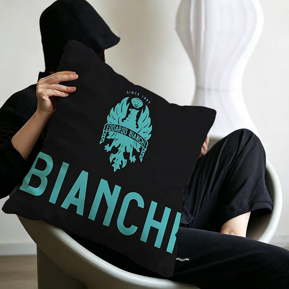 B-Bianchi Logo Pillow Gift Home Office Decoration Bedroom Sofa Car Cushion Cover Case 45x45