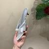 2025 summer new style medium and high stiletto women's slippers pointed toe open-toed foot strap wear evening shoes