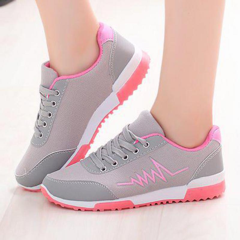 Spring Summer Wedge Casual Shoes Breathable Mesh Women Shoes Lace-up Platform Sports Shoes Red Black Women Sneakers Basket Femme